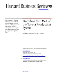 Decoding the DNA of the Toyota Production System
