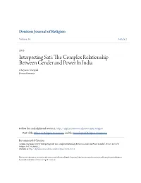 Interpreting Sati: the Omplexc Relationship Between Gender and Power in India Cheyanne Cierpial Denison University