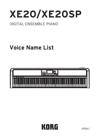 XE20/XE20SP Voice Name List
