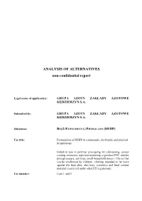 ANALYSIS of ALTERNATIVES Non-Confidential Report