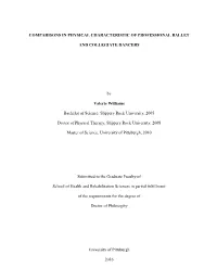 Comparisons in Physical Characteristic of Professional Ballet