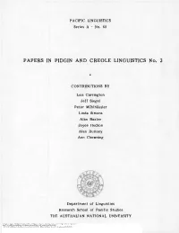 PAPERS in PIDGIN and CREOLE LINGUISTICS No. 3