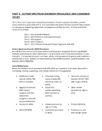 Part 2: Autism Spectrum Disorder Prevalence and Comorbid Issues