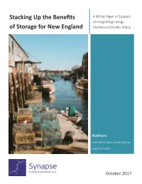 Stacking up the Benefits of Storage for New England 1