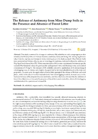 The Release of Antimony from Mine Dump Soils in the Presence and Absence of Forest Litter