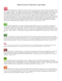 Algebra/Geometry/Trigonometry App Samples