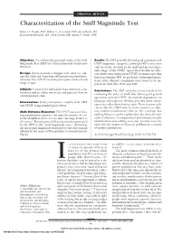 Characterization of the Sniff Magnitude Test
