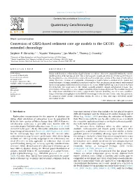 Conversion of GISP2-Based Sediment Core Age Models to the GICC05 Extended Chronology