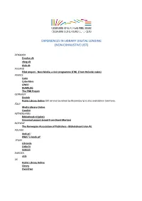 Experiences in Library Digital Lending (Non-Exhaustive List)