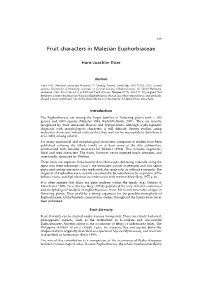 Fruit Characters in Malesian Euphorbiaceae