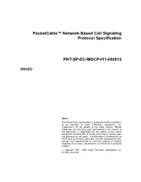 Packetcable™ Network-Based Call Signaling Protocol Specification