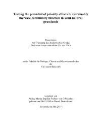 Testing the Potential of Priority Effects to Sustainably Increase Community Function in Semi-Natural Grasslands