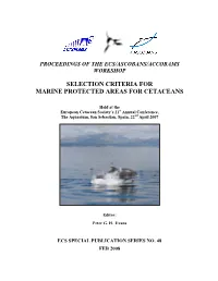 (2008) Selection Criteria for Marine Protected Areas for Cetaceans