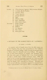 A Revision of the Marsh Wrens of California. 1