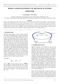 Design and Development of Mechanical Power Amplifier