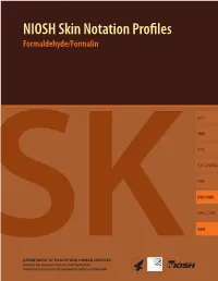 NIOSH Skin Notation Profiles Formaldehyde/Formalin