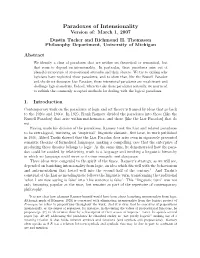 Paradoxes of Intensionality Version Of: March 1, 2007 Dustin Tucker and Richmond H