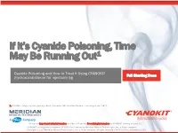 Cyanide Poisoning and How to Treat It Using CYANOKIT (Hydroxocobalamin for Injection) 5G