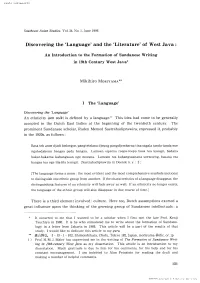 Discoverin G the of West Java Formation of Sundanese Writing Itjl