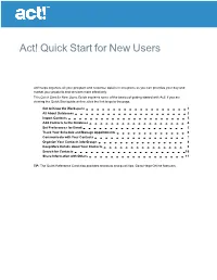 Quick Start for New Users