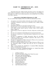 Right to Information Act, 2005 Introduction