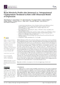 Brain Metabolic Profile After Intranasal Vs. Intraperitoneal Clomipramine