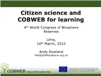 Citizen Science and COBWEB for Learning 4Th World Congress of Biosphere Reserves