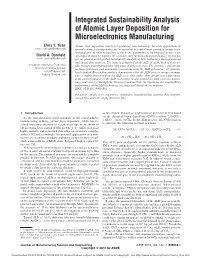 Integrated Sustainability Analysis of Atomic Layer Deposition for Microelectronics Manufacturing