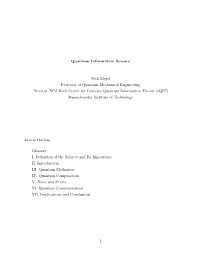 Quantum Information Science