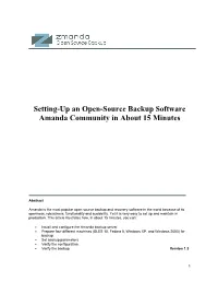 Setting-Up an Open-Source Backup Software Amanda Community in About 15 Minutes
