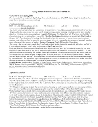 Spring 2015 Honors Seminar Course Descriptions
