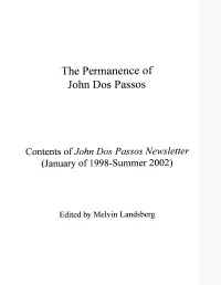 The Permanence of John Dos Passos
