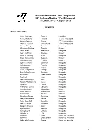 World Federation for Chess Composition 54Th Ordinary Meeting