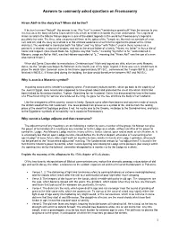 1 Answers to Commonly Asked Questions on Freemasonry