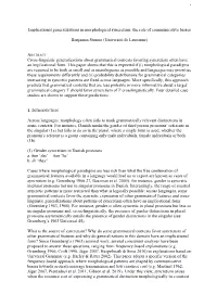 1 Implicational Generalizations in Morphological Syncretism: the Role of Communicative Biases Benjamin Storme (Université De La