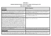 APPENDIX C CANONS PARKING REVIEW - STATUTORY CONSULTATION Sept-Oct 2014 ANALYSIS of COMMENTS