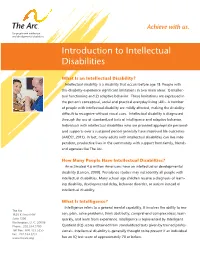 Introduction to Intellectual Disabilities