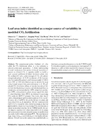Leaf Area Index Identified As a Major Source of Variability in Modeled