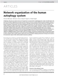 Network Organization of the Human Autophagy System