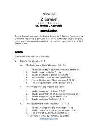 Notes on 2 Samuel 202 1 Edition Dr