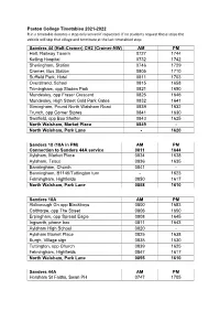 Paston College Timetables 2021-2022 R in a Timetable Denotes a Stop Only Served If Requested