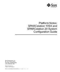 Platform Notes: Sparcstation 10SX and Sparcstation 20 System Conﬁguration Guide