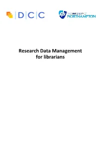 Research Data Management for Librarians