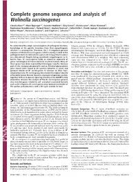 Complete Genome Sequence and Analysis of Wolinella Succinogenes