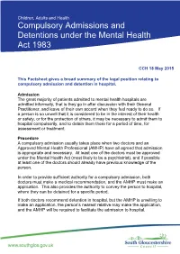 Compulsory Admissions and Detentions Under the Mental Health Act 1983