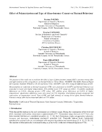 Effect of Polymerization and Type of Glass-Ionomer Cement on Thermal Behaviour