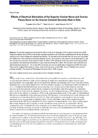 Effects of Electrical Stimulation of the Superior Ovarian Nerve and Ovarian Plexus Nerve on the Ovarian Estradiol Secretion Rate in Rats