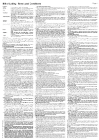 Hapag Lloyd Bills of Lading Terms and Conditions