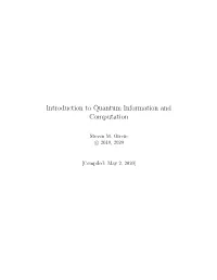 Introduction to Quantum Information and Computation