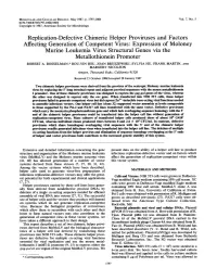 Replication-Defective Chimeric Helper Proviruses and Factors Affecting Generation of Competent Virus